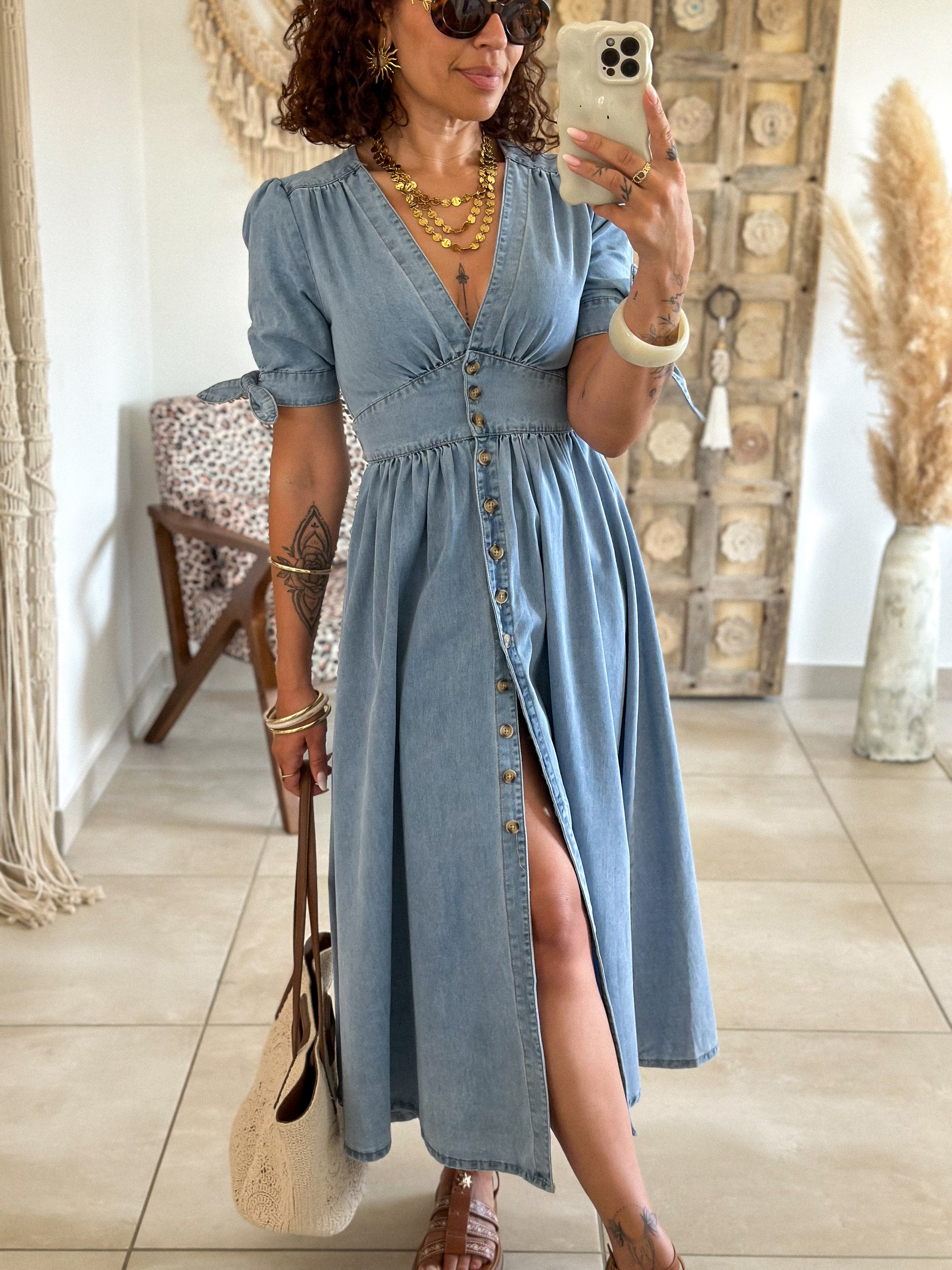 Robe Eloïse - Longue en jean bleu