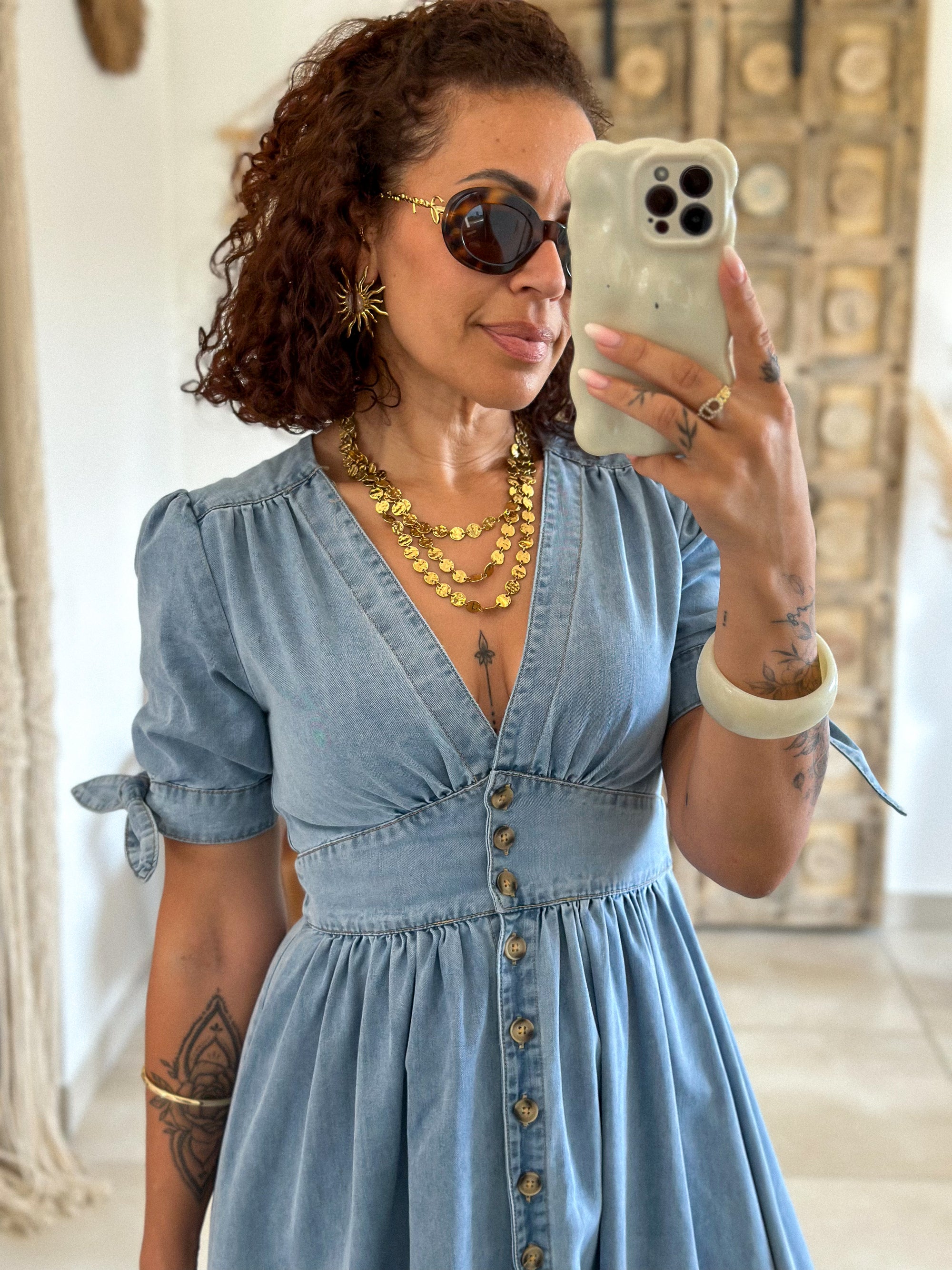 Robe Eloïse - Longue en jean bleu