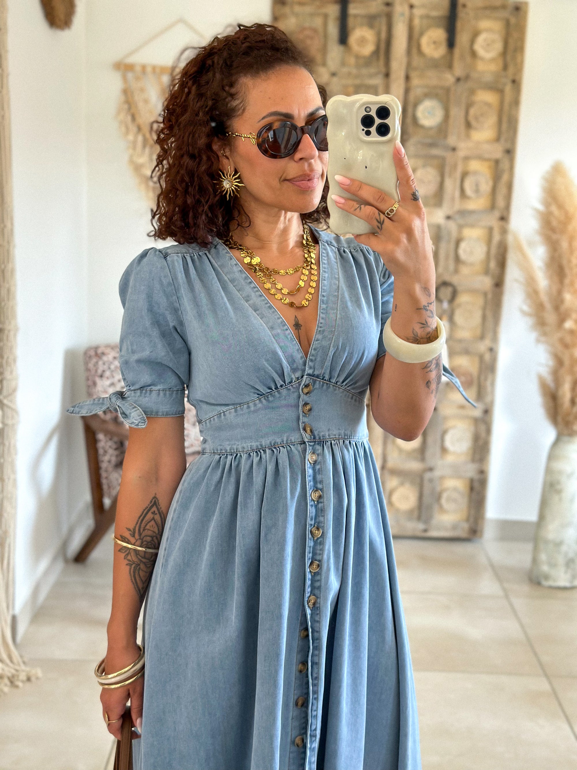 Robe Eloïse - Longue en jean bleu
