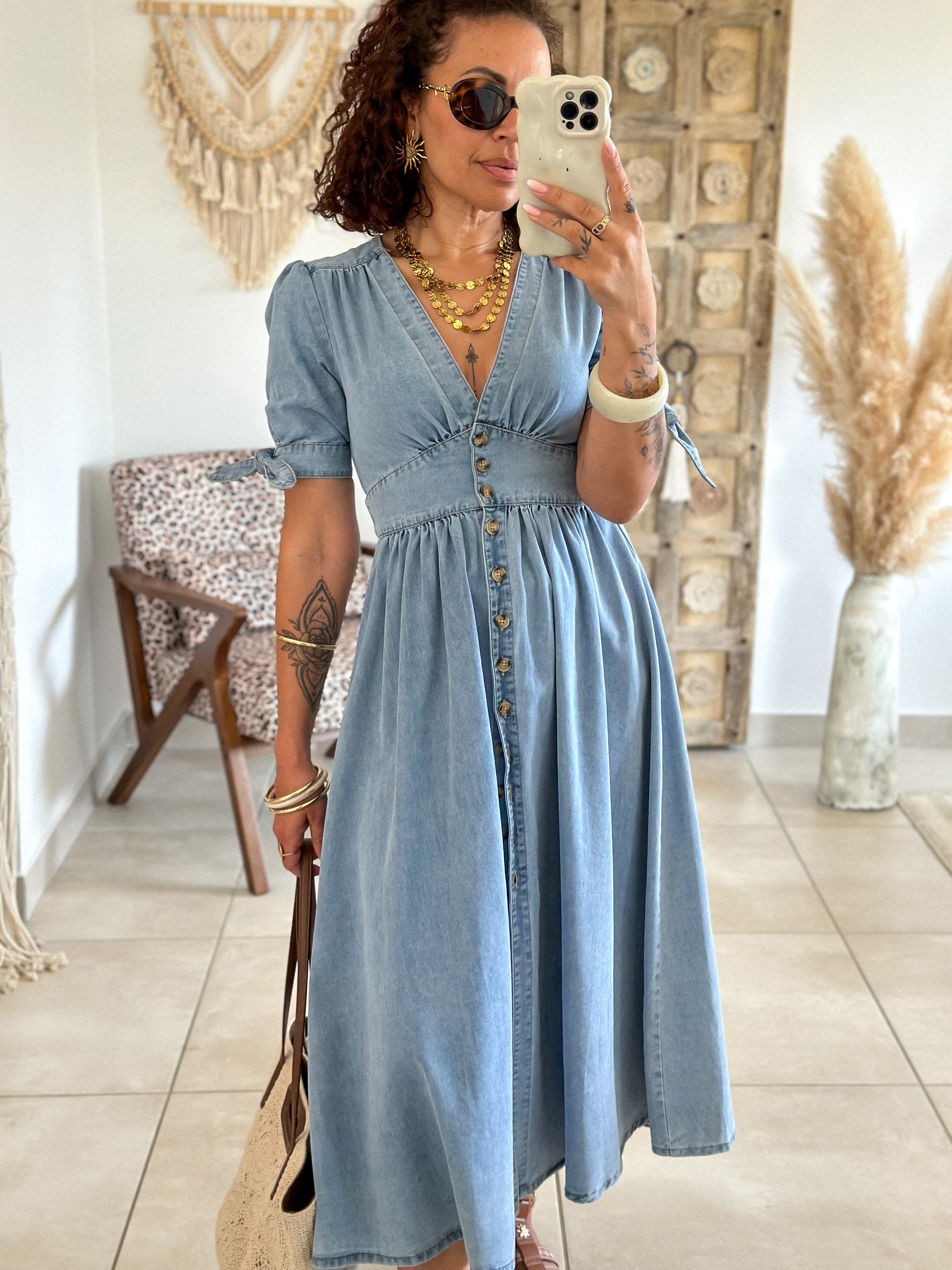 Robe Eloïse - Longue en jean bleu