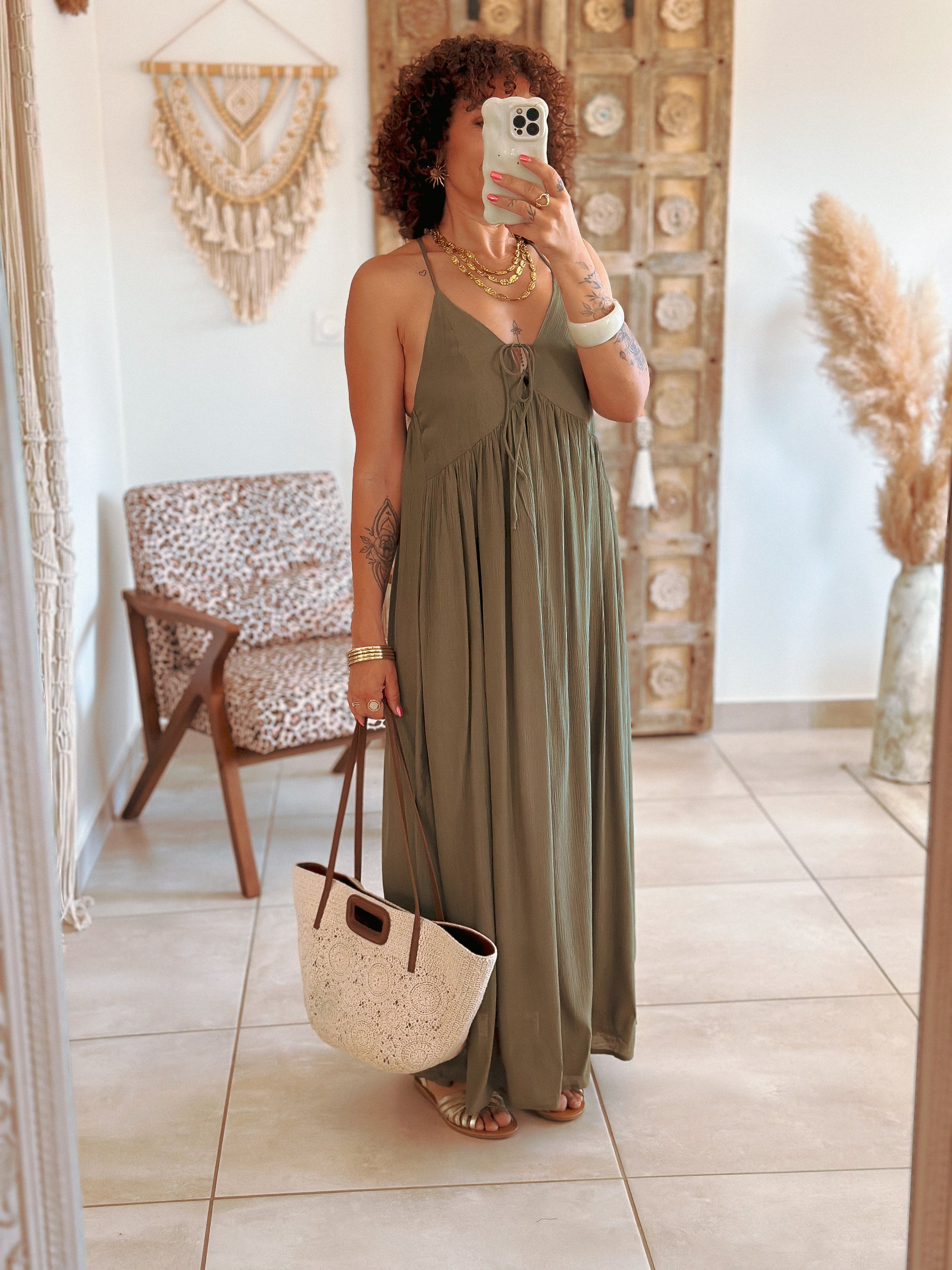 Robe Elia - Longue kaki