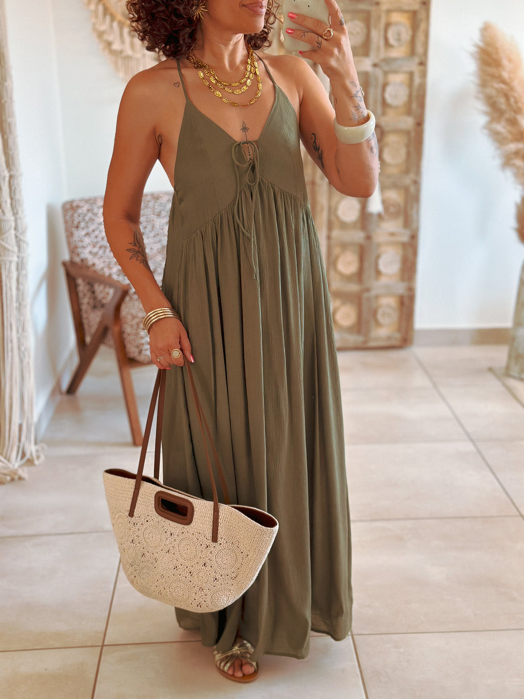 Robe Elia - Longue kaki