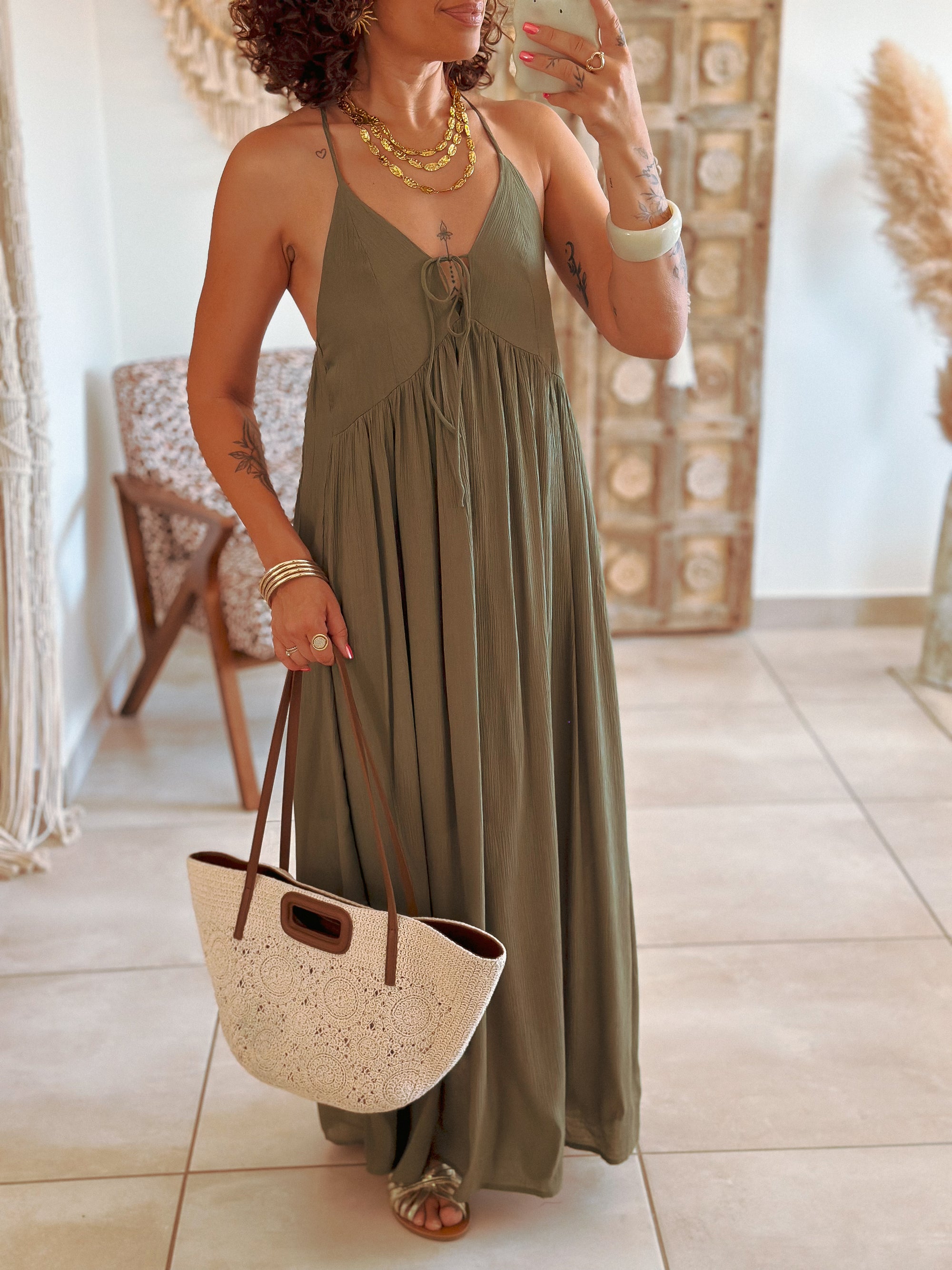 Robe Elia - Longue kaki