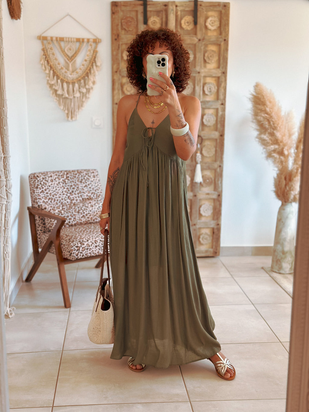 Robe Elia - Longue kaki