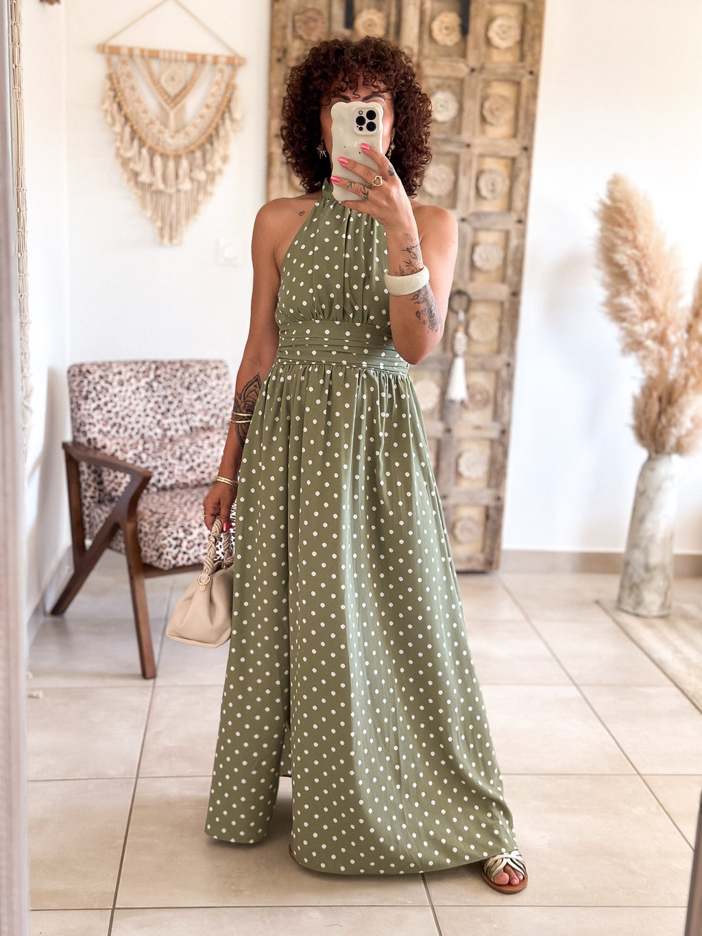 Robe Melina - Kaki à pois