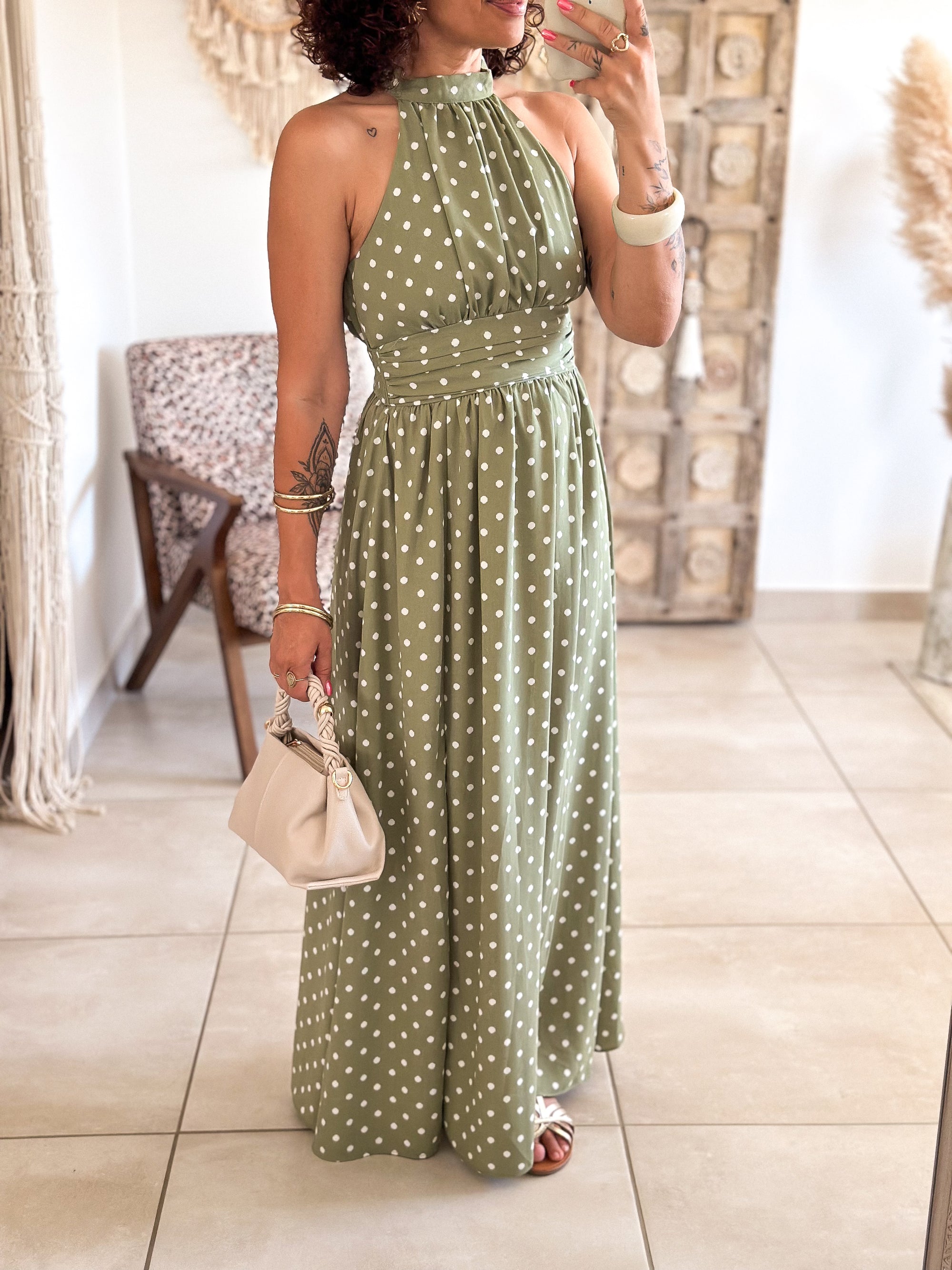 Robe Melina - Kaki à pois