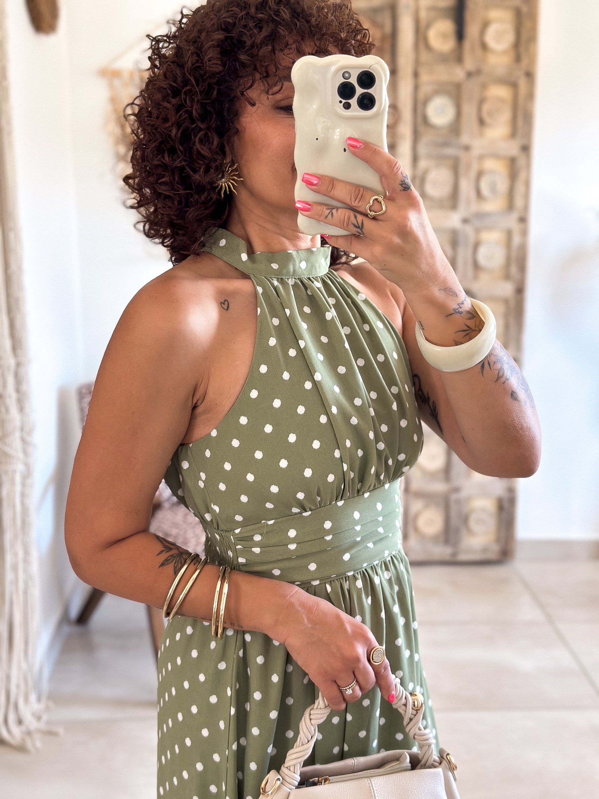 Robe Melina - Kaki à pois