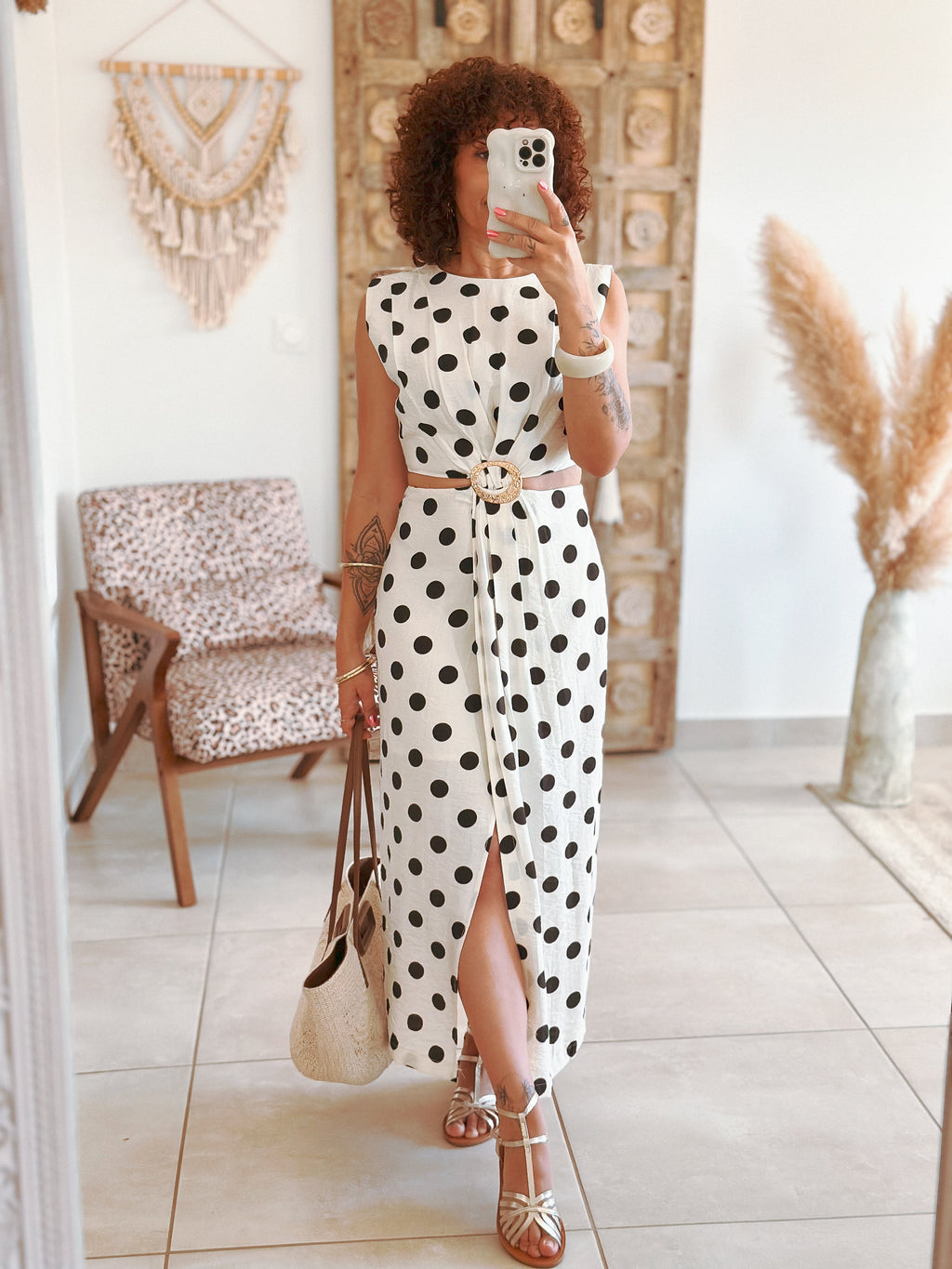Robe Madeleine - Ecru à pois