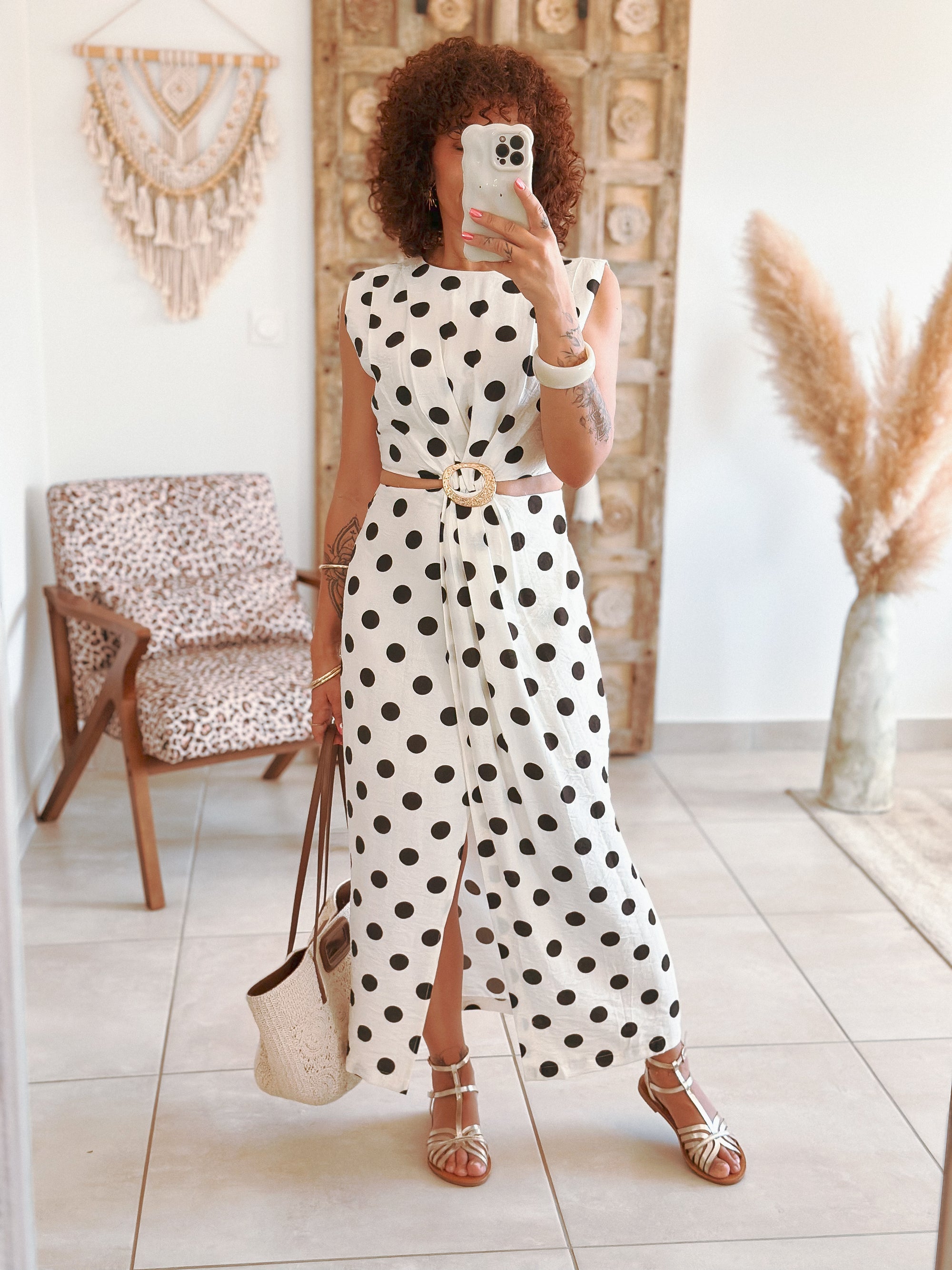 Robe Madeleine - Ecru à pois