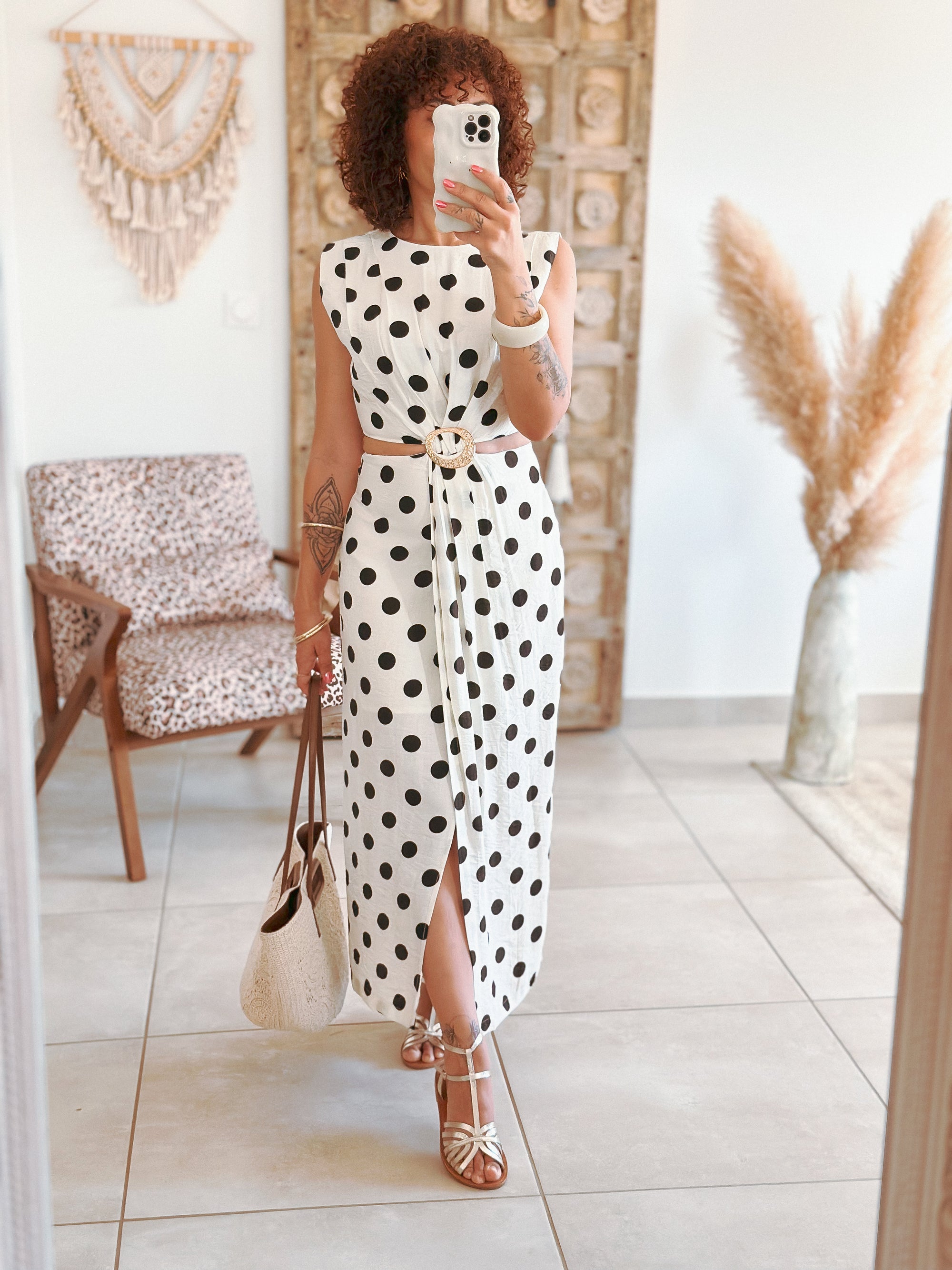 Robe Madeleine - Ecru à pois