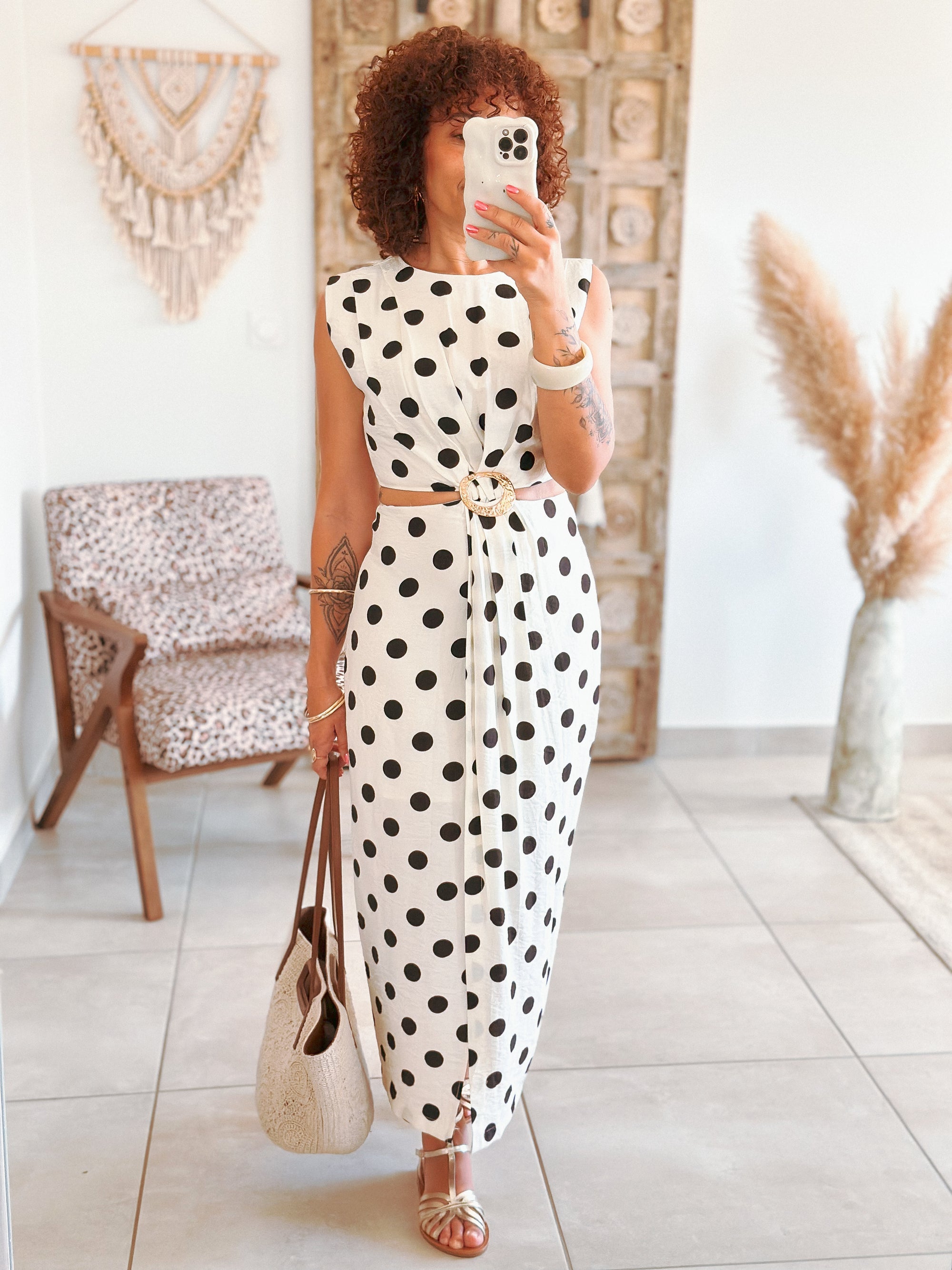 Robe Madeleine - Ecru à pois