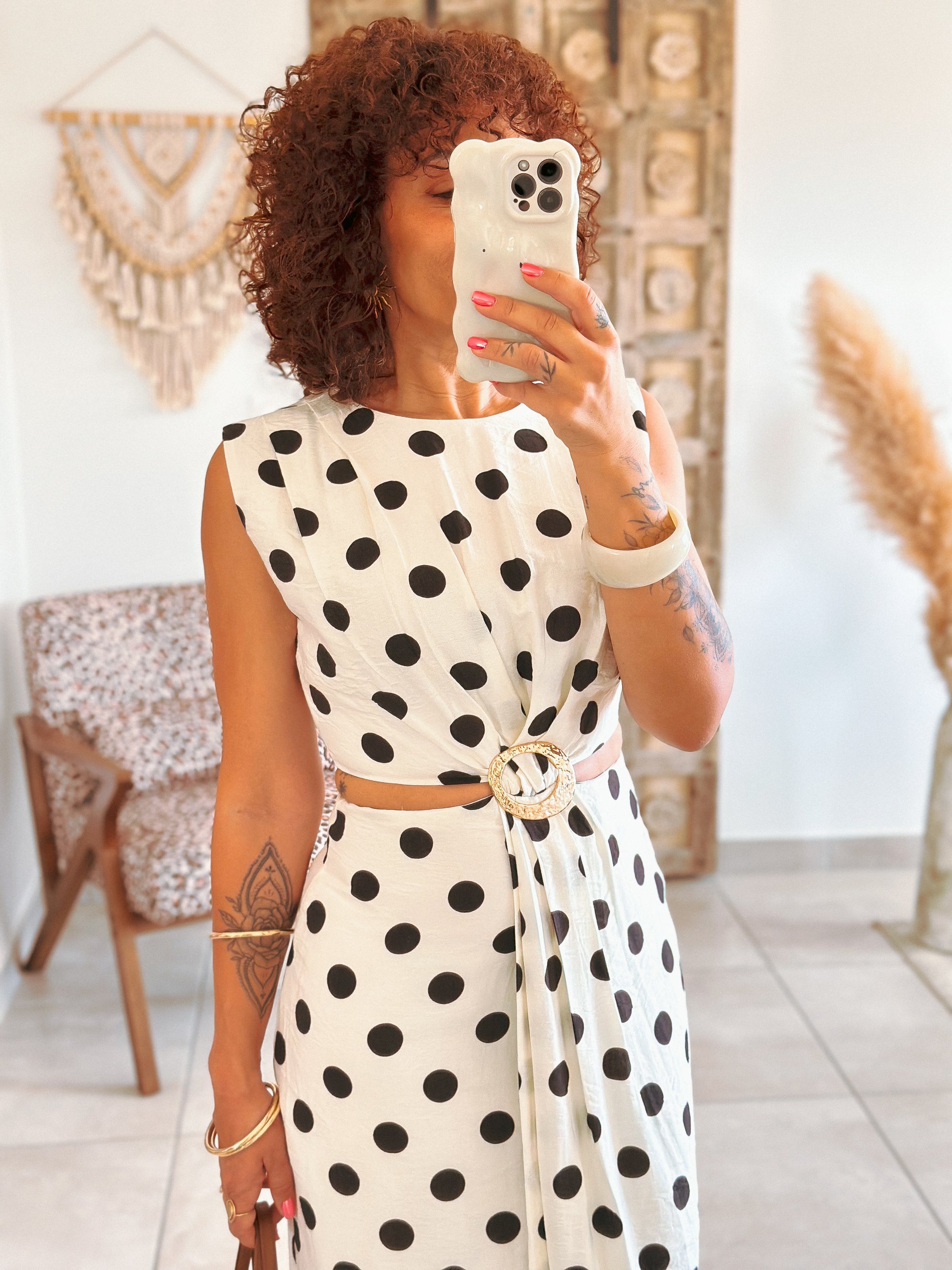 Robe Madeleine - Ecru à pois