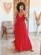 Robe Tamara - Rouge à pois blancs