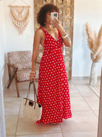 Robe Tamara - Rouge à pois blancs