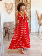 Robe Tamara - Rouge à pois blancs