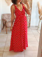 Robe Tamara - Rouge à pois blancs