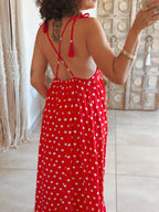 Robe Tamara - Rouge à pois blancs