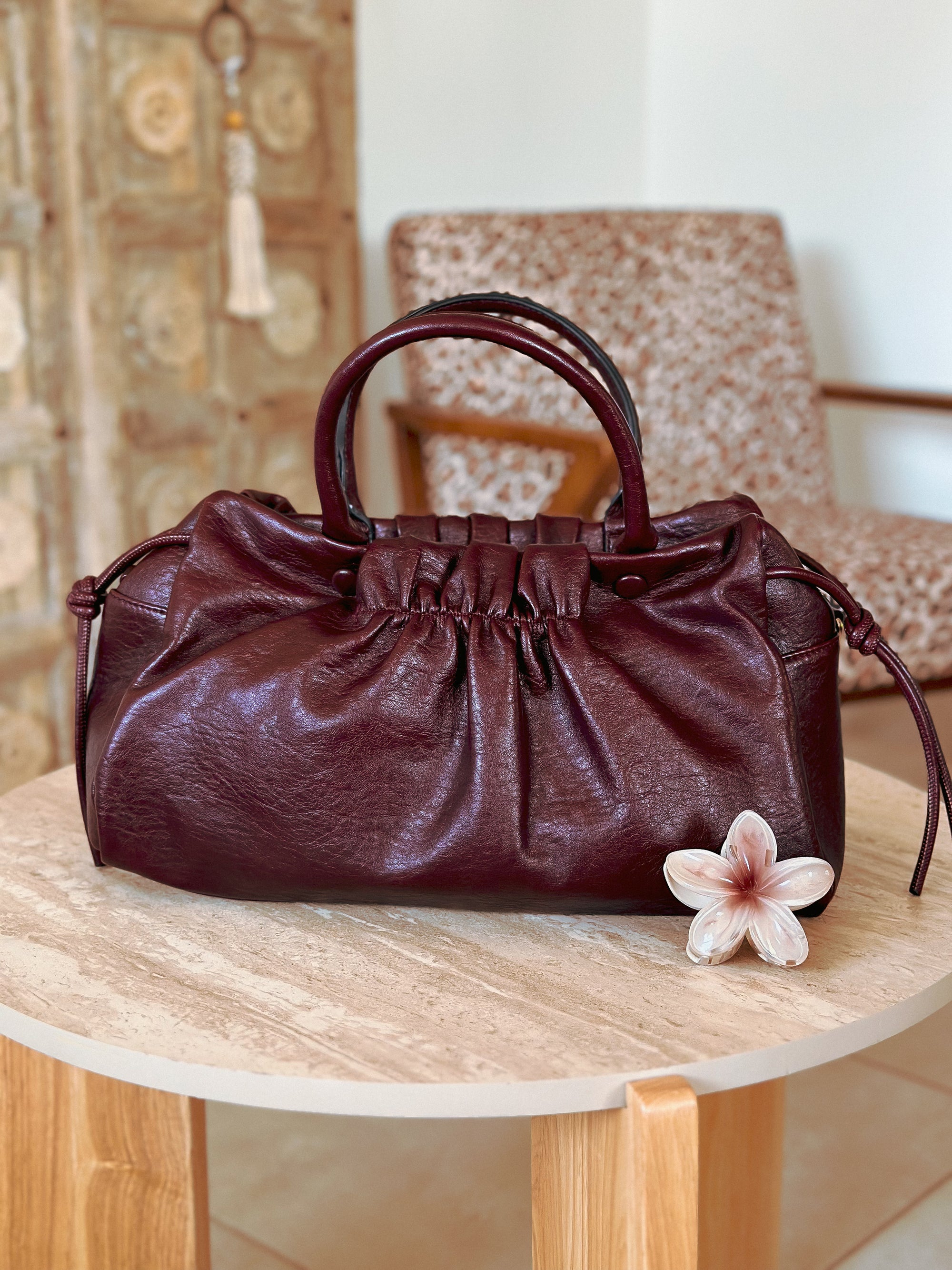 Sac à main bordeaux femme Lou Mëya tendance rentrée