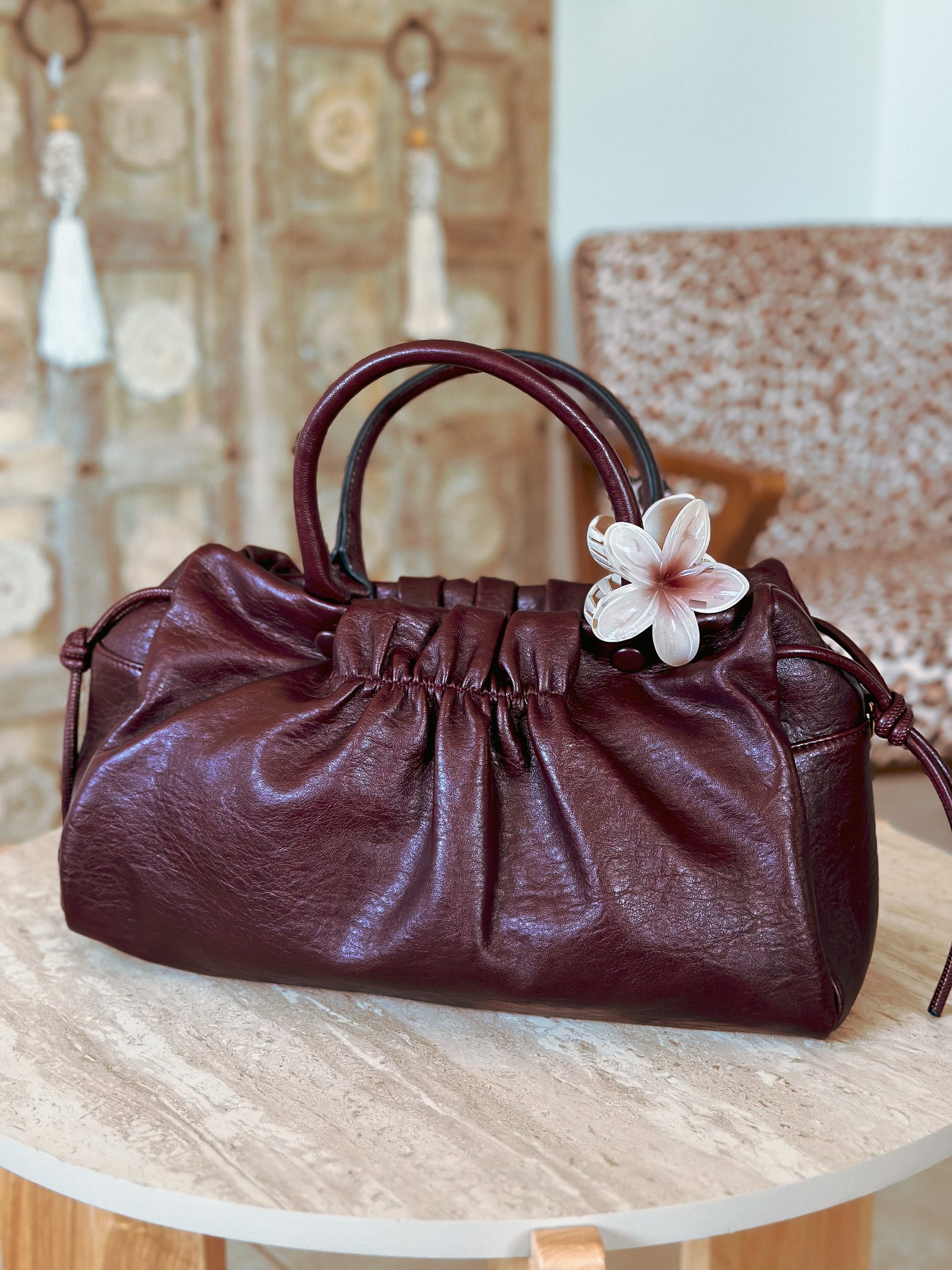 Sac à main bordeaux femme Lou Mëya tendance rentrée