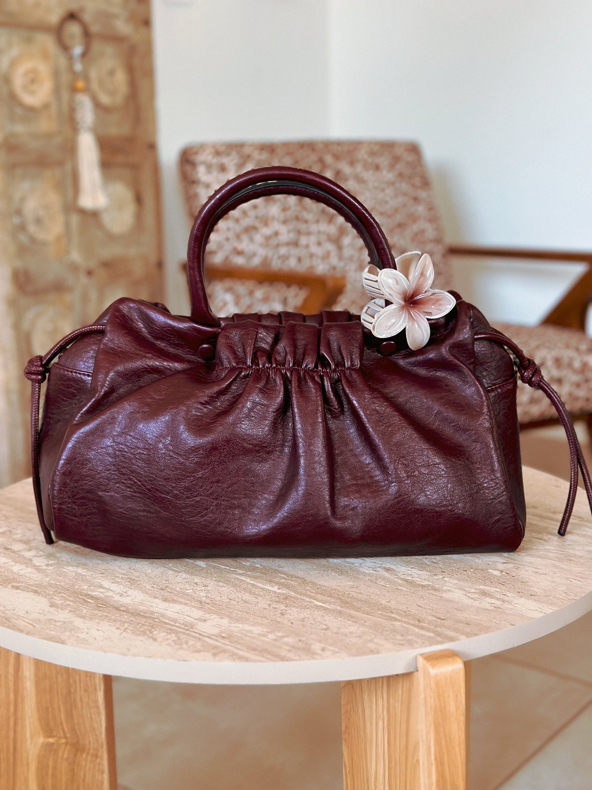 Sac à main bordeaux femme Lou Mëya tendance rentrée