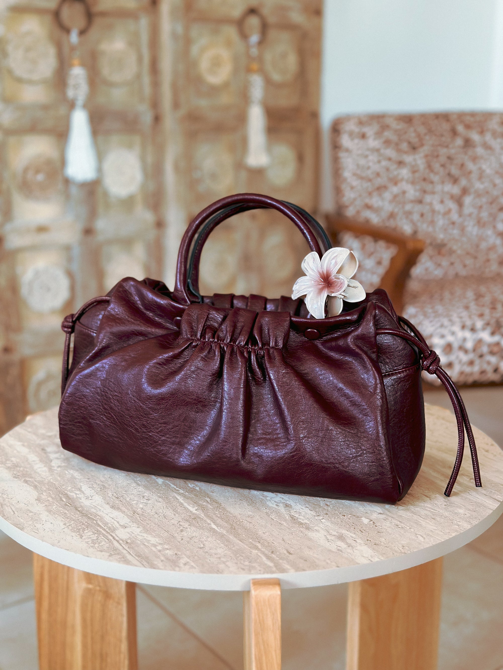 Sac à main bordeaux femme Lou Mëya tendance rentrée