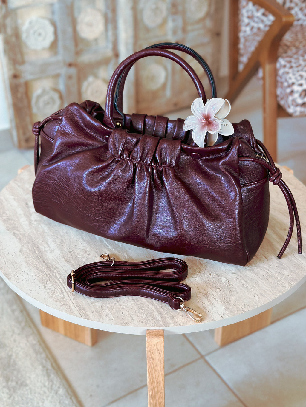 Sac à main bordeaux femme Lou Mëya tendance rentrée