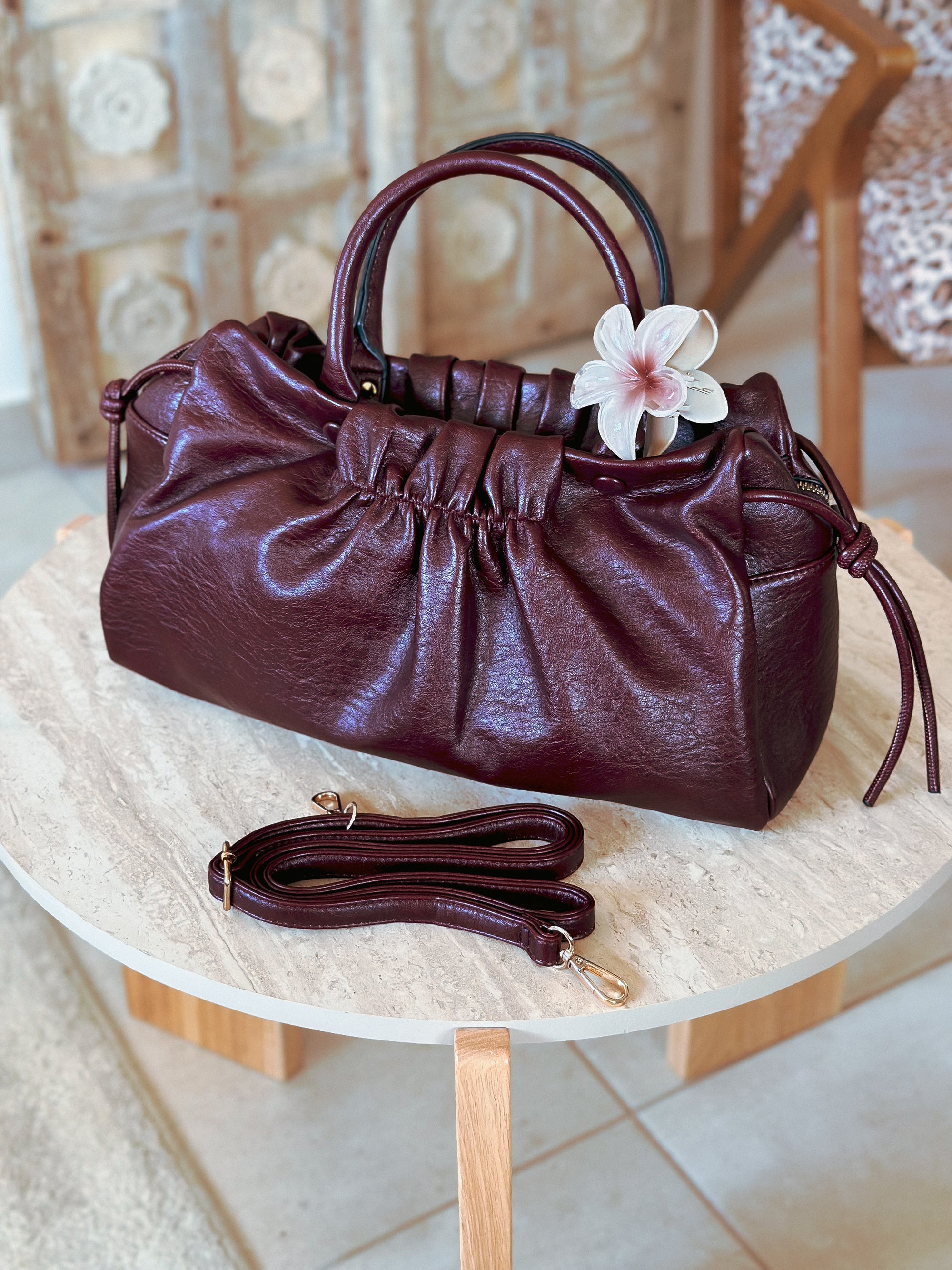 Sac à main bordeaux femme Lou Mëya tendance rentrée