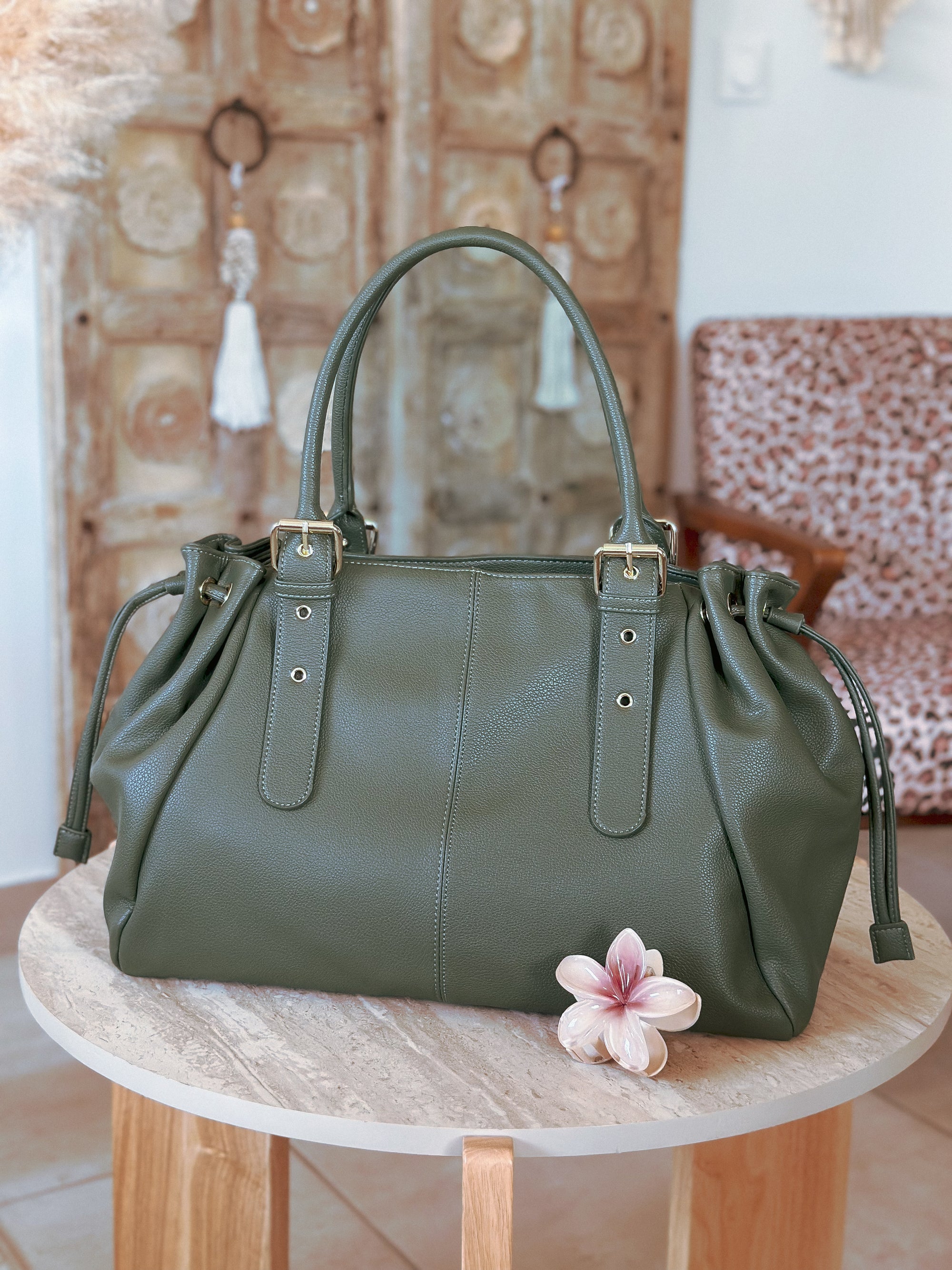 Sac de travail femme kaki Alma Mëya grand format