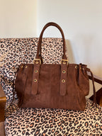 Grand sac cabas femme Mariela en suédine chocolat Mëya