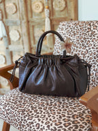 Sac à main chocolat femme Lou Mëya avec bandoulière