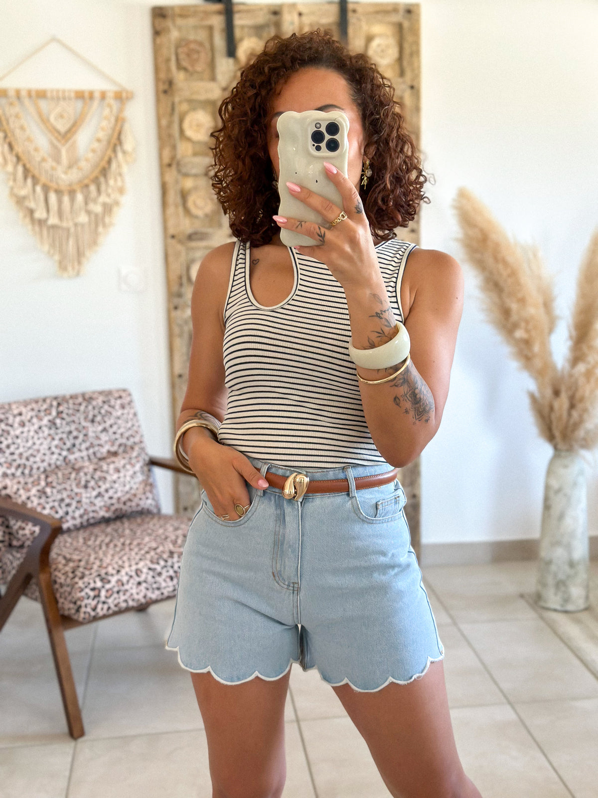 Scalloped Blue Shorts