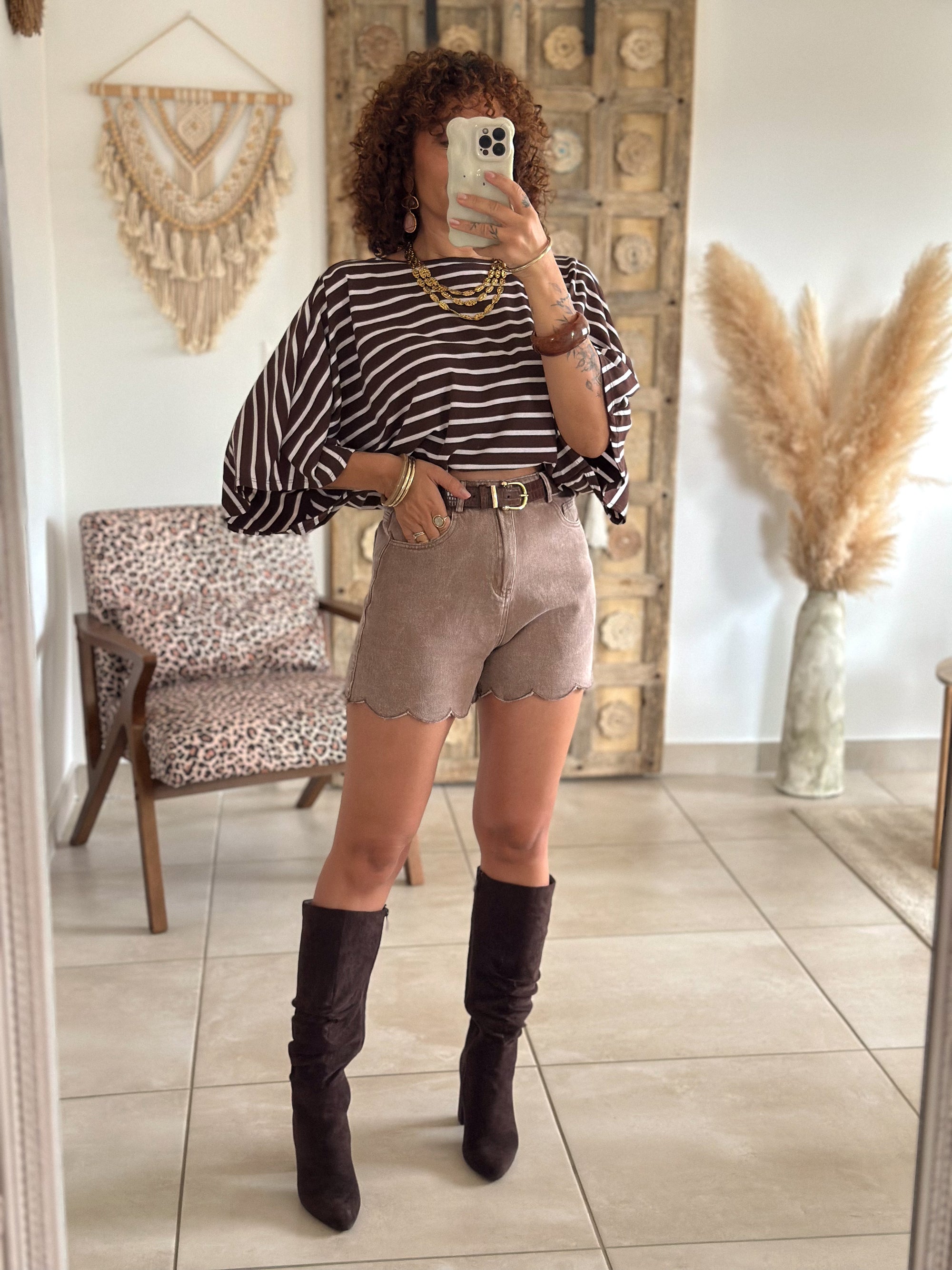 Short Lys - Taupe festonné