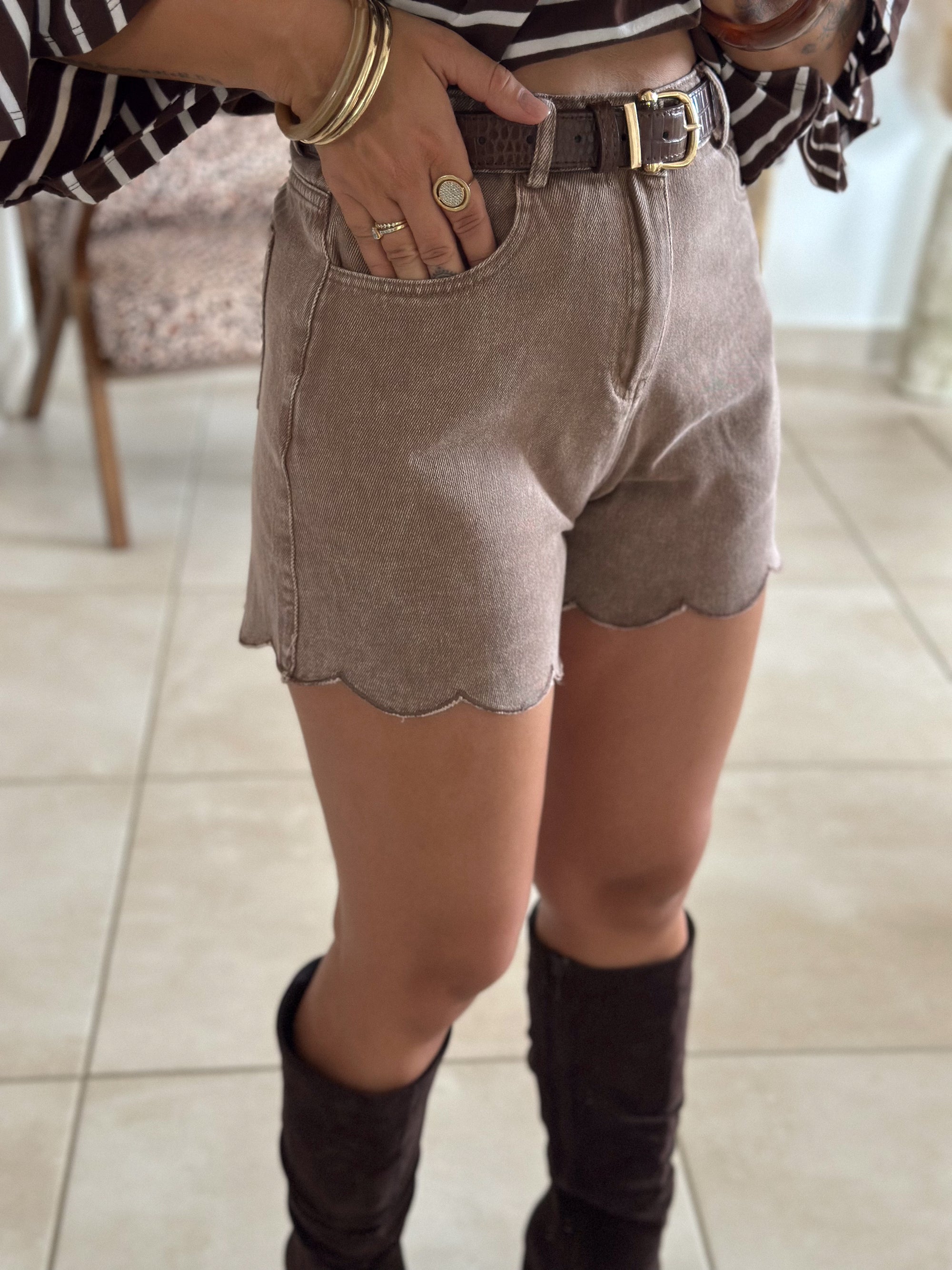Short Lys - Taupe festonné