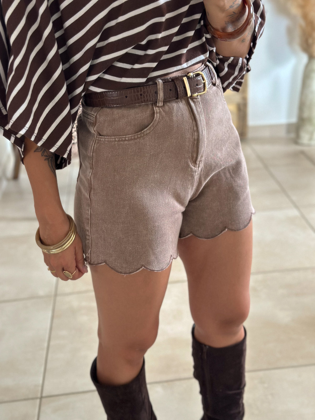 Short Lys - Taupe festonné