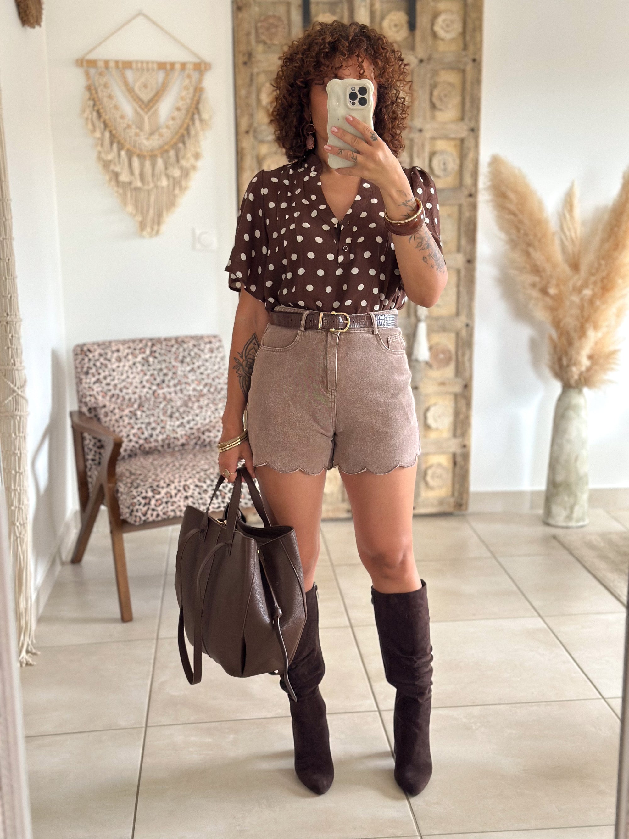 Short Lys - Taupe festonné