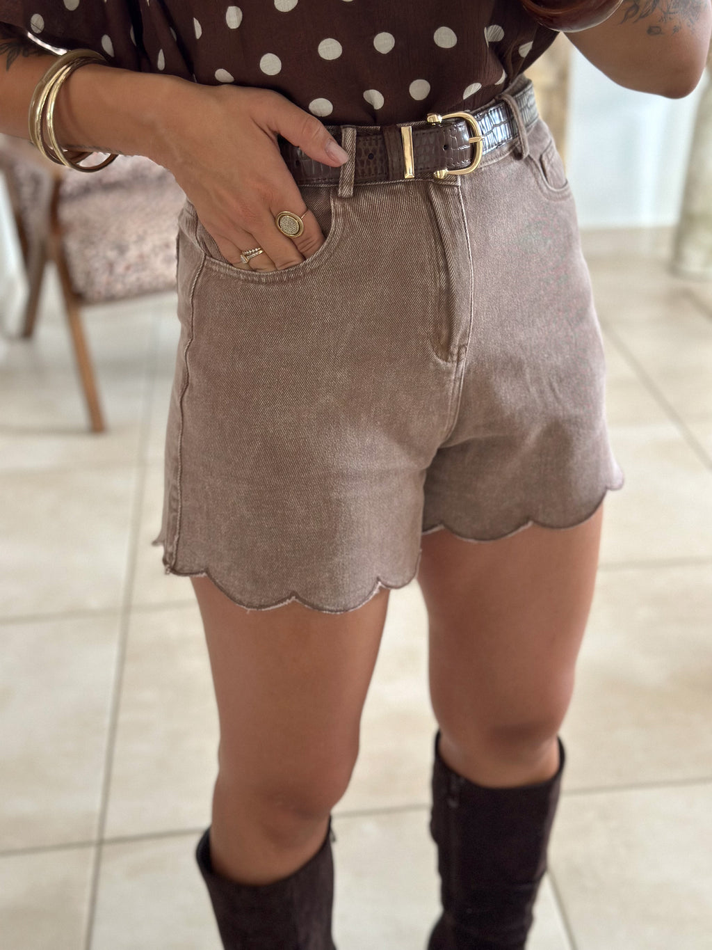 Short Lys - Taupe festonné
