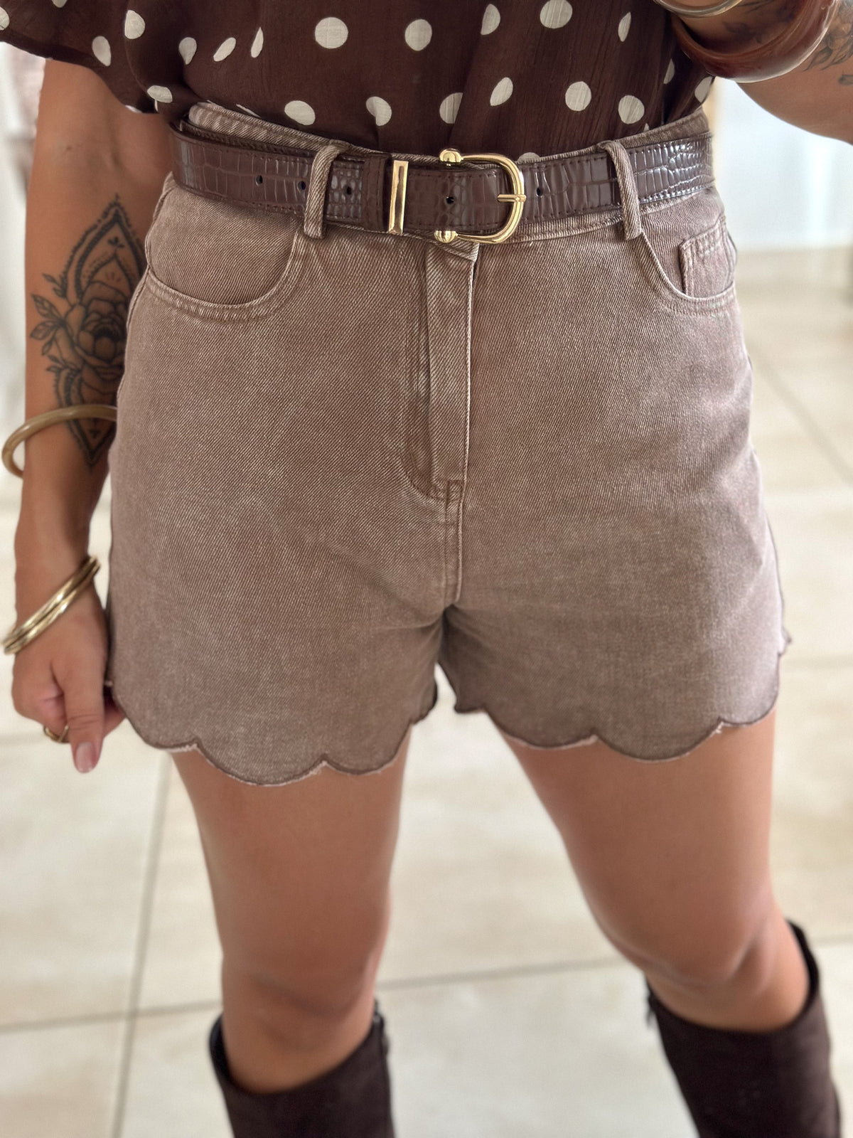 Short Lys - Taupe festonné
