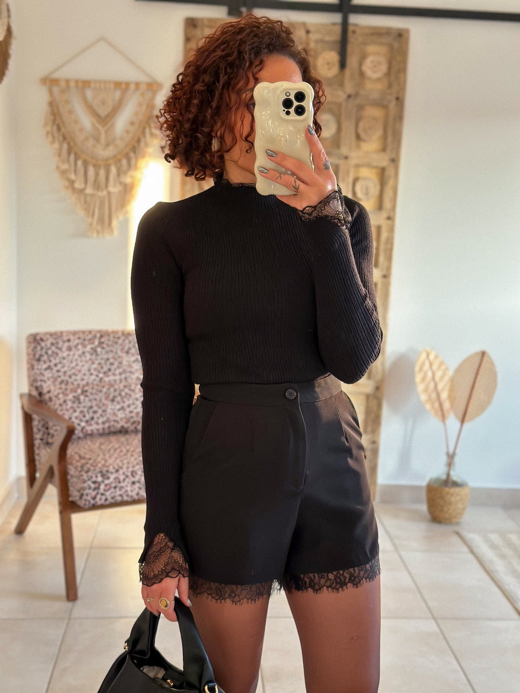 Short Milia - Noir à dentelle