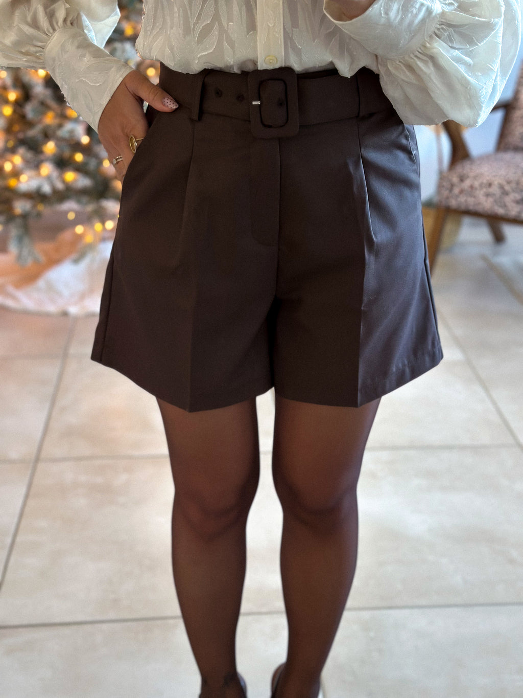 Short Rosa - Taille haute marron