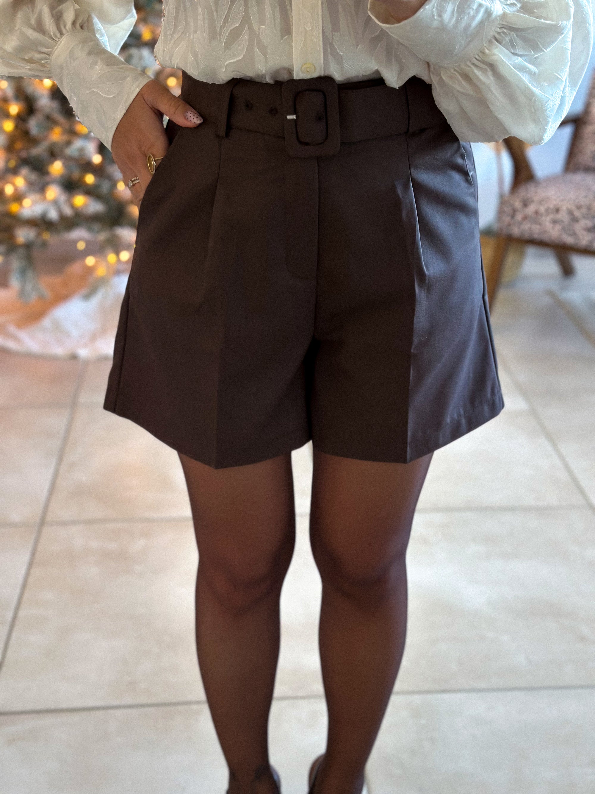 Short Rosa - Taille haute marron