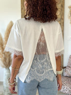 T-Shirt Nia - Blanc à dentelle