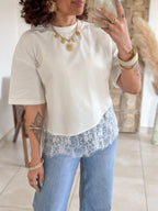 T-shirt Solene - Dentelle blanc