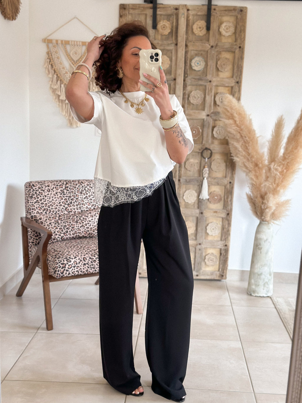 T-shirt Solene - Dentelle blanc