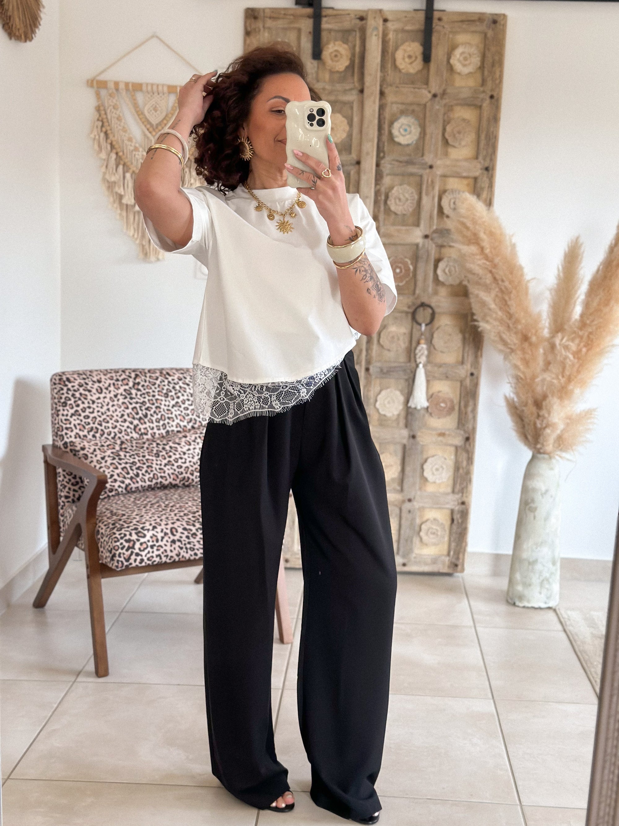 T-shirt Solene - Dentelle blanc
