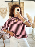 T-shirt Jayane - Rayé rose & choco