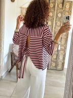 T-shirt Jayane - Rayé rose & choco