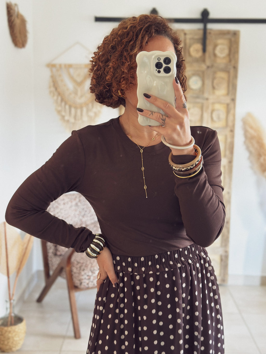 T-shirt Lina – Manches longues Marron