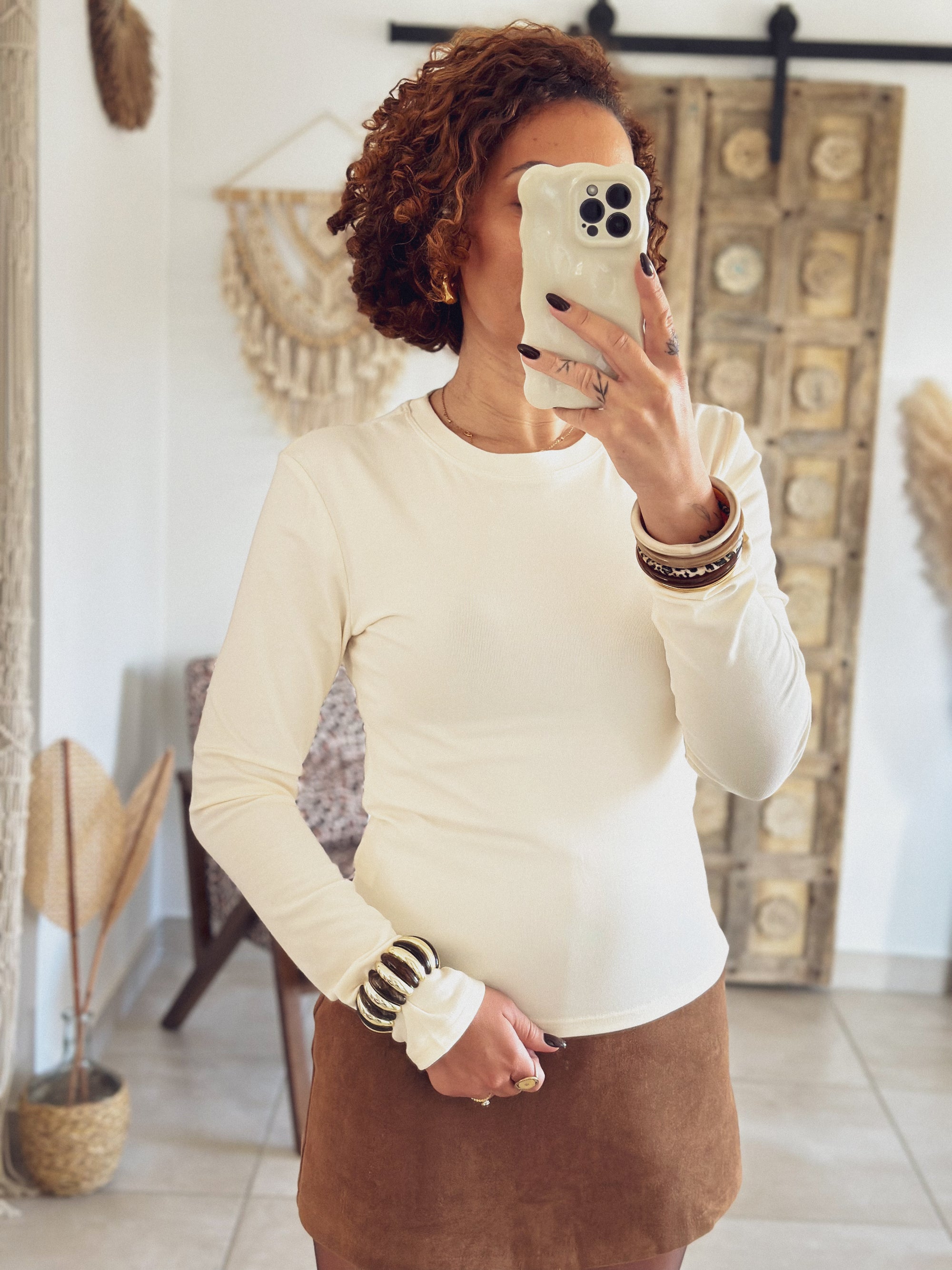 T-shirt Lina – Manches longues Écru