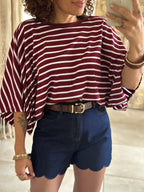 T-shirt Marin - Rayé bordeaux