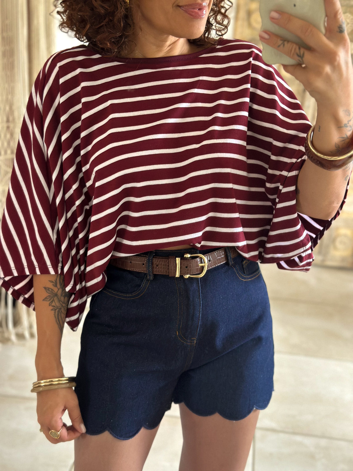 T-shirt Marin - Rayé bordeaux